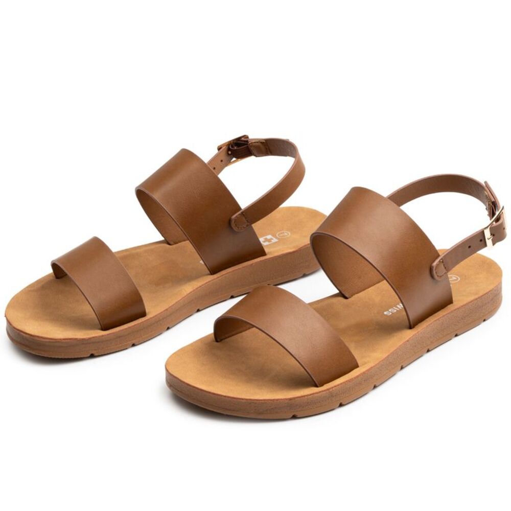 Alpine Swiss Beth Womens Flat Sandals Two Strap Buckle Slides Comfortable Summer - Picture 6 of 7